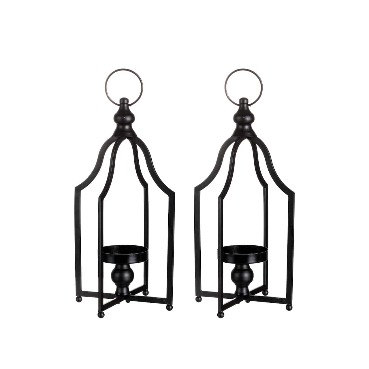 Glitzhome® 16.5" Black Farmhouse Metal Lantern, 2ct.